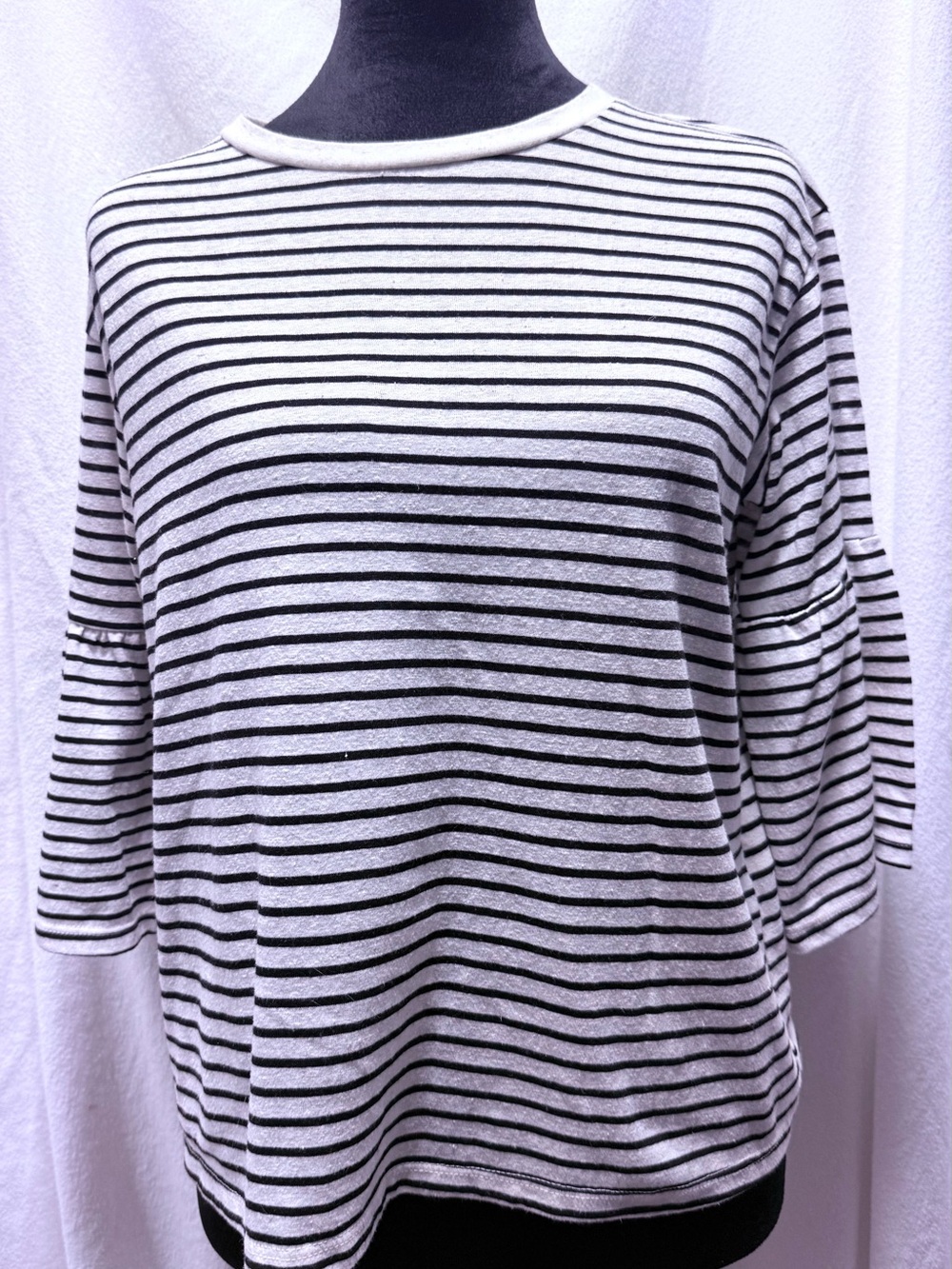 Billabong White and Black Striped Women's Top